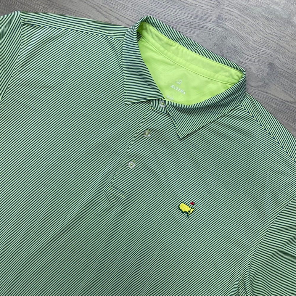 Masters Golf Polo Shirt Mens XXL Green Striped Performance Polo MT2155-304